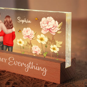 Couple Birth Month Flower Personalized Acrylic Block LED Night Light, Heartfelt 2025  Gift For Him, For Her, Boyfriend, Girlfriend, Husband, Wife