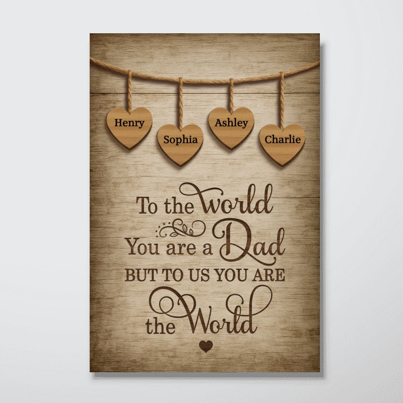 A Father Holds His Children Heart Forever Personalized Poster, Father's Day Gift for Dads