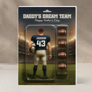 Custom Figure Football Dad With Kids' Names Personalized Acrylic Block Plaque, Perfect 2025 Father's Day Gift For Him, For Dad, For Husband, For Football Lover