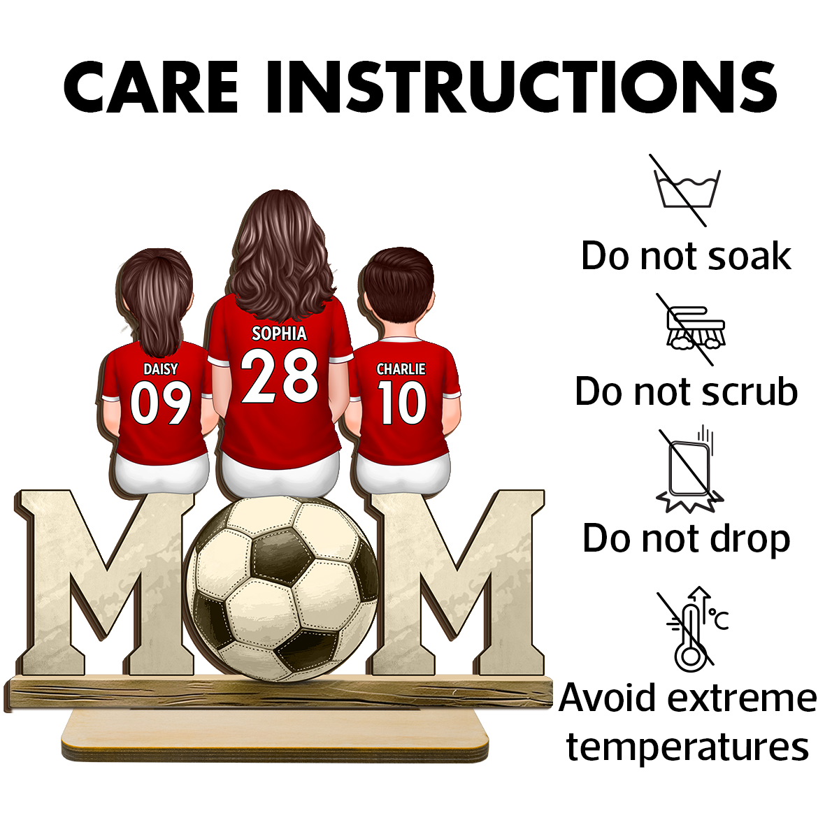 Soccer Mom And Kids Personalized Standing Wooden Plaque, Gift for Mom, Gift for Wife