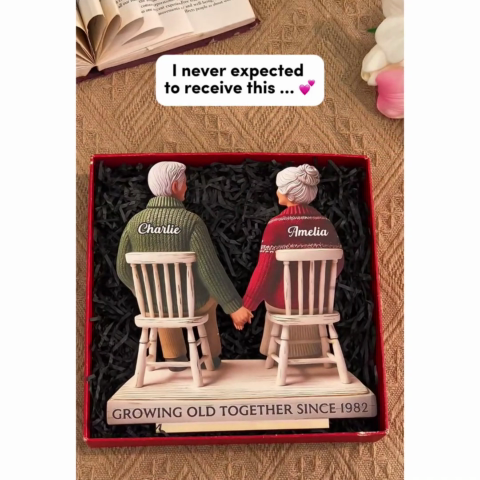 3D Effect Eternal Love Couple Growing Old Together Personalized Standing Wooden Plaque, Heartfelt Gift For Couple, For Him, For Her, Husband, Wife