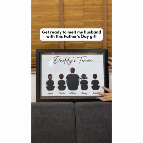 Daddy‘s Team Family Sitting Personalized Poster| Heartfelt Birthday Day Gift For Dad, Husband, Grandpa