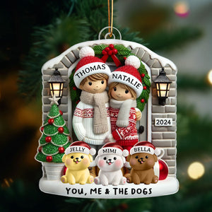 Personalized Farmhouse Couple Christmas Ornament with Optional Pet Dog Cat, Christmas Gift for Him, Gift for Her