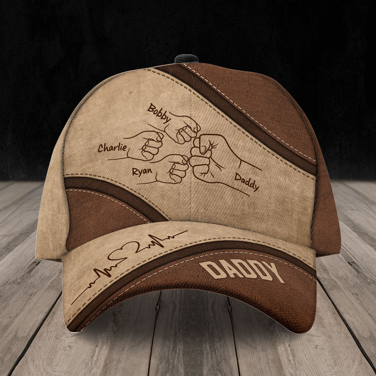 Daddy's Team Fist Bump Personalized Classic Cap, Unique Father's Day Gift for Dad, Gift for Husband, Gift for Grandpa