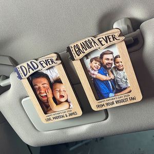 Gift for Dad Grandpa Personalized Picture Frame, Custom Photo Car Visor Clip