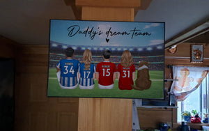 Dad's Team Soccer Football Family Sitting Personalized Poster – Special Gift for Dad, Grandpa, Husband on Father's Day
