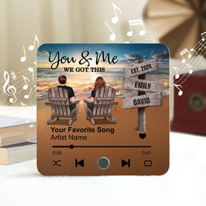 Romantic Beach Landscape Couple Sitting Holding Hands Sign Posts Personalized Music Fridge Magnet, Heartfelt 2025  Gift For Couple, For Him, For Her, Boyfriend, Girlfriend, Husband, Wife