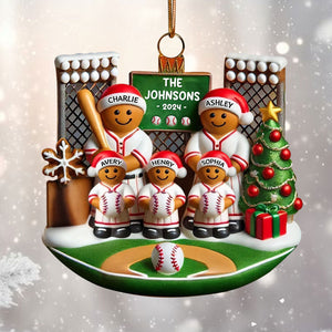3D Effect Baseball Gingerbread Family On Field Sport Lover Personalized Acrylic Ornament