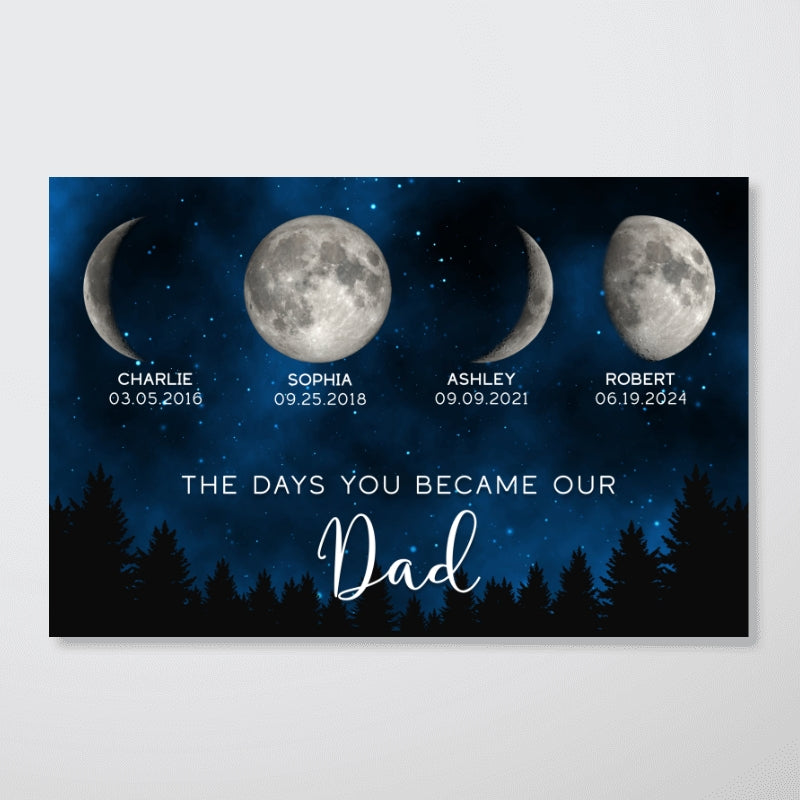 Galaxy Night Custom Birth Moon Phase The Days You Became Our Dad Personalized Poster, Father's Day Gift