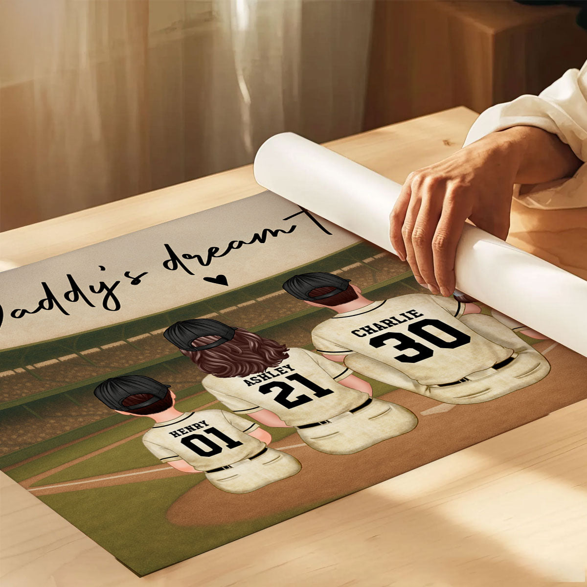 Retro Vintage Baseball Family Dream Team Home Decoration Personalized Poster|Heartfelt Birthday Gift, Anniversary Gift For Dad, Mom, Husband, Wife