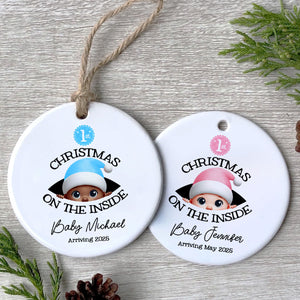 Personalized Baby's First Christmas On the Inside Ornament, Custom Pregnancy Reveal Ornament, New Year Gift For Expecting Parents