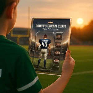 Custom Figure Football Dad With Kids' Names Personalized Acrylic Block Plaque, Perfect 2025 Father's Day Gift For Him, For Dad, For Husband, For Football Lover