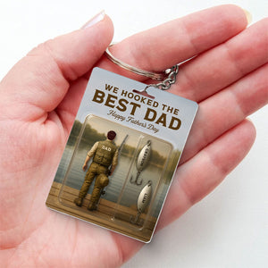 We Hooked The Best Dad Grandpa Fishing With Kids' Names Custom Figure Personalized Keychain, Perfect Father's Day Gift For Fishing Dad, For Husband, For Grandpa