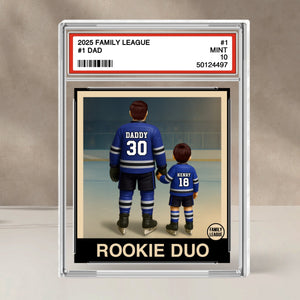 Hockey No. 1 Dad Man & Kids Trading Card Style Personalized Acrylic Block Plaque