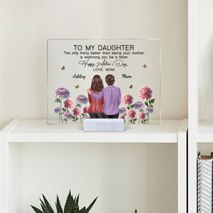 To My Daughter From Mom Happy Mother's Day Birth Flower Personalized Rectangle Acrylic Plaque with Stand, Gift For Daughter