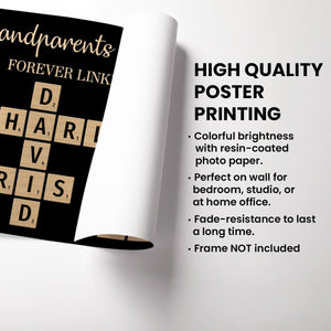 Grandma & Grandkids Forever Linked Together Crossword Puzzle Personalized Poster, Unique Gift For Large Family, Parent, Grandma, Siblings, Brothers, Sisters