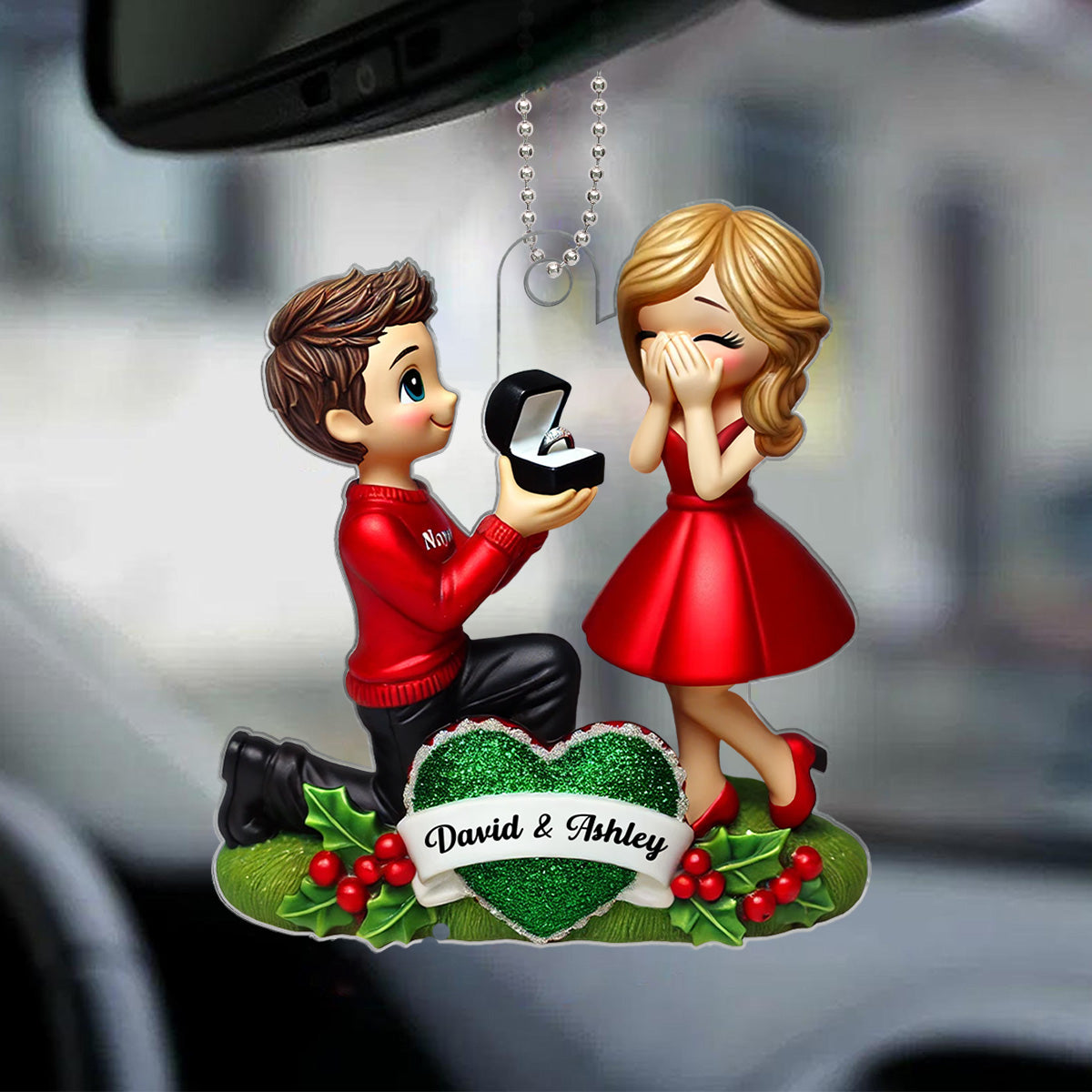 Marriage Proposal 3D Effect Ornament, Personalized Newly Engaged Gift, 'She Said Yes!' Ornament, Custom Just Engaged Gifts for Couples