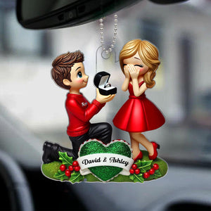 Marriage Proposal 3D Effect Ornament, Personalized Newly Engaged Gift, 'She Said Yes!' Ornament, Custom Just Engaged Gifts for Couples