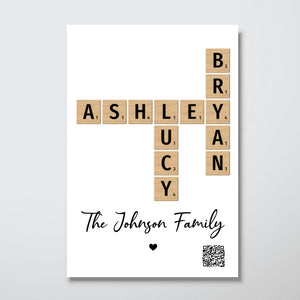Family Crossword Art - Created In A Moment, Treasured Forever Personalized Poster