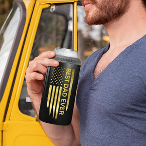 Best Dad Papa Grandpa Ever Fist Bump Outline Nation Flag Gift For Husband Father Figures Personalized 4 In 1 Can Cooler