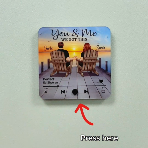Eternal Love Couple Sitting On The Lake Dock Personalized Music Fridge Magnet, Heartfelt 2025  Gift For Couple, For Him, For Her, Boyfriend, Girlfriend, Husband, Wife
