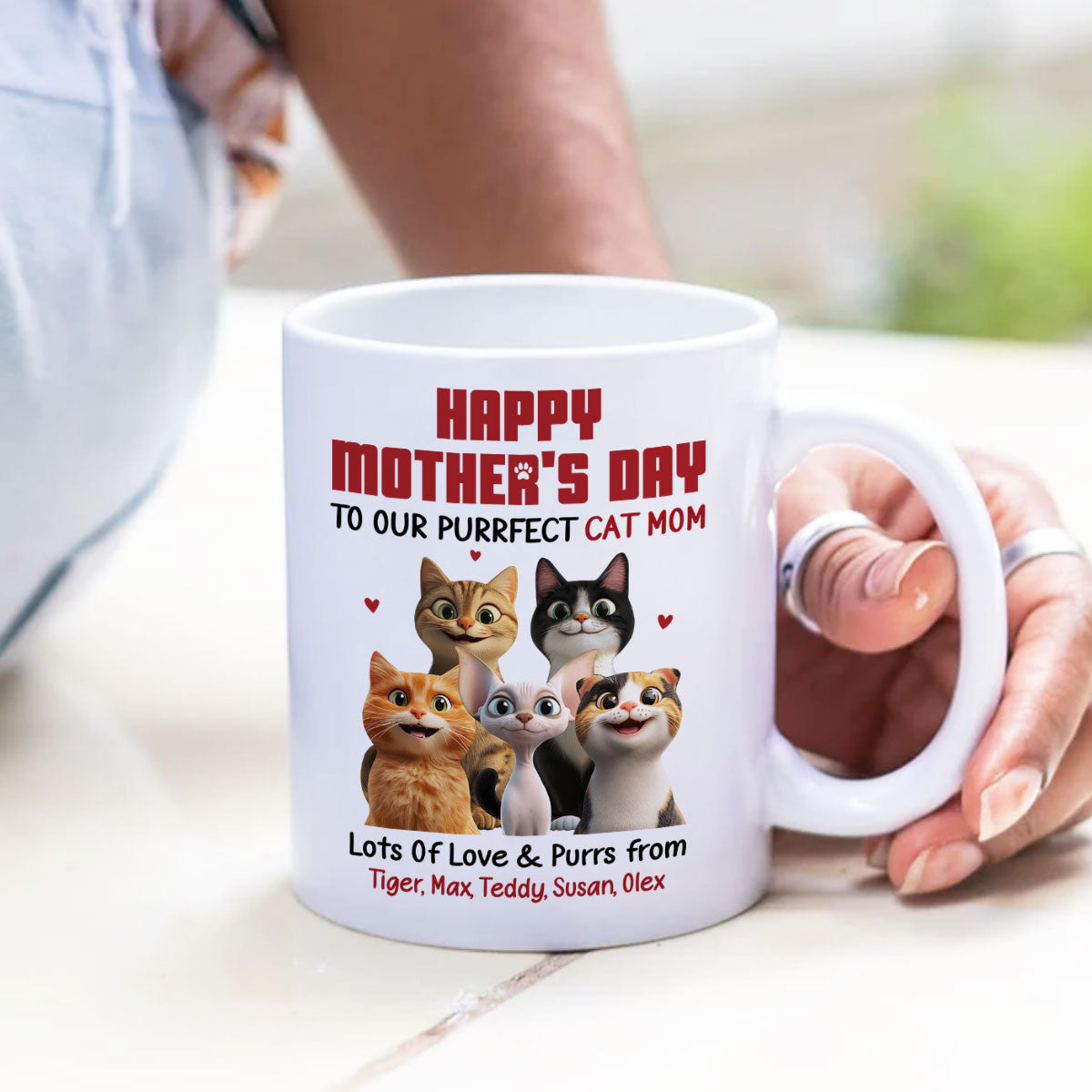 To Our Perfect Cat Mom Adorable Cartoon Cats Personalized Mug, Unique Gifts For Cat Moms