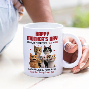 To Our Perfect Cat Mom Adorable Cartoon Cats Personalized Mug, Unique Gifts For Cat Moms