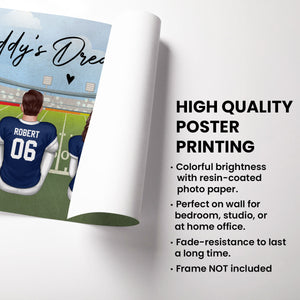 American Football DAD GRANDPA Dream Team Personalized Poster, Unique 2025 Father's Day Gift For Dad, For Grandpa, For Husband