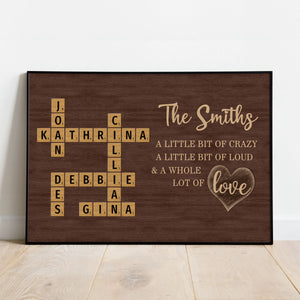 Family Whole Lot Of Love Crossword Puzzle Art - Captured In A Moment, Cherished For A Lifetime Personalized Poster, Unique & Meaningful Gift For Family