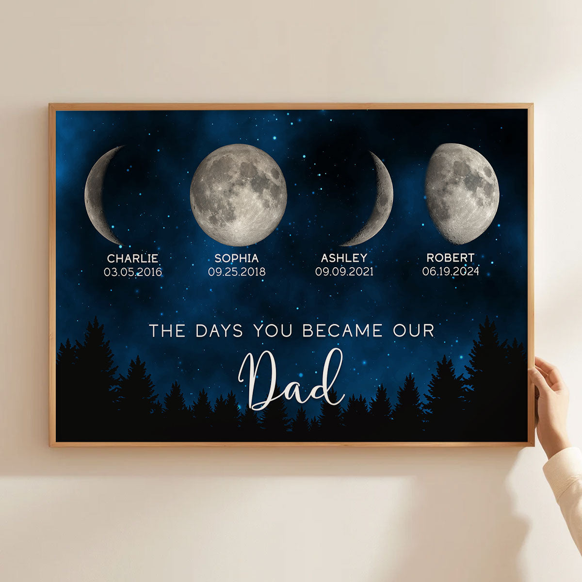 Galaxy Night Custom Birth Moon Phase The Days You Became Our Dad Personalized Poster, Father's Day Gift