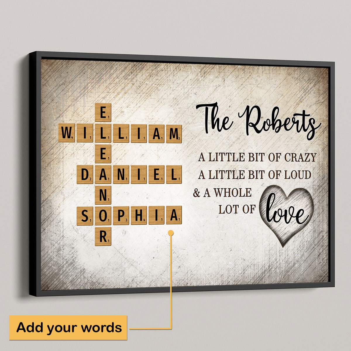 Family Whole Lot Of Love Crossword Puzzle Art - Captured In A Moment, Cherished For A Lifetime Personalized Poster, Unique & Meaningful Gift For Family