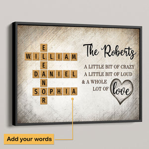 Family Whole Lot Of Love Crossword Puzzle Art - Captured In A Moment, Cherished For A Lifetime Personalized Poster, Unique & Meaningful Gift For Family