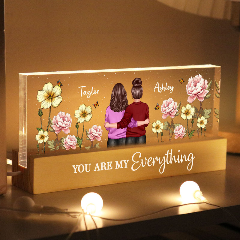 Couple Birth Month Flower Personalized Acrylic Block LED Night Light, Heartfelt 2025  Gift For Him, For Her, Boyfriend, Girlfriend, Husband, Wife