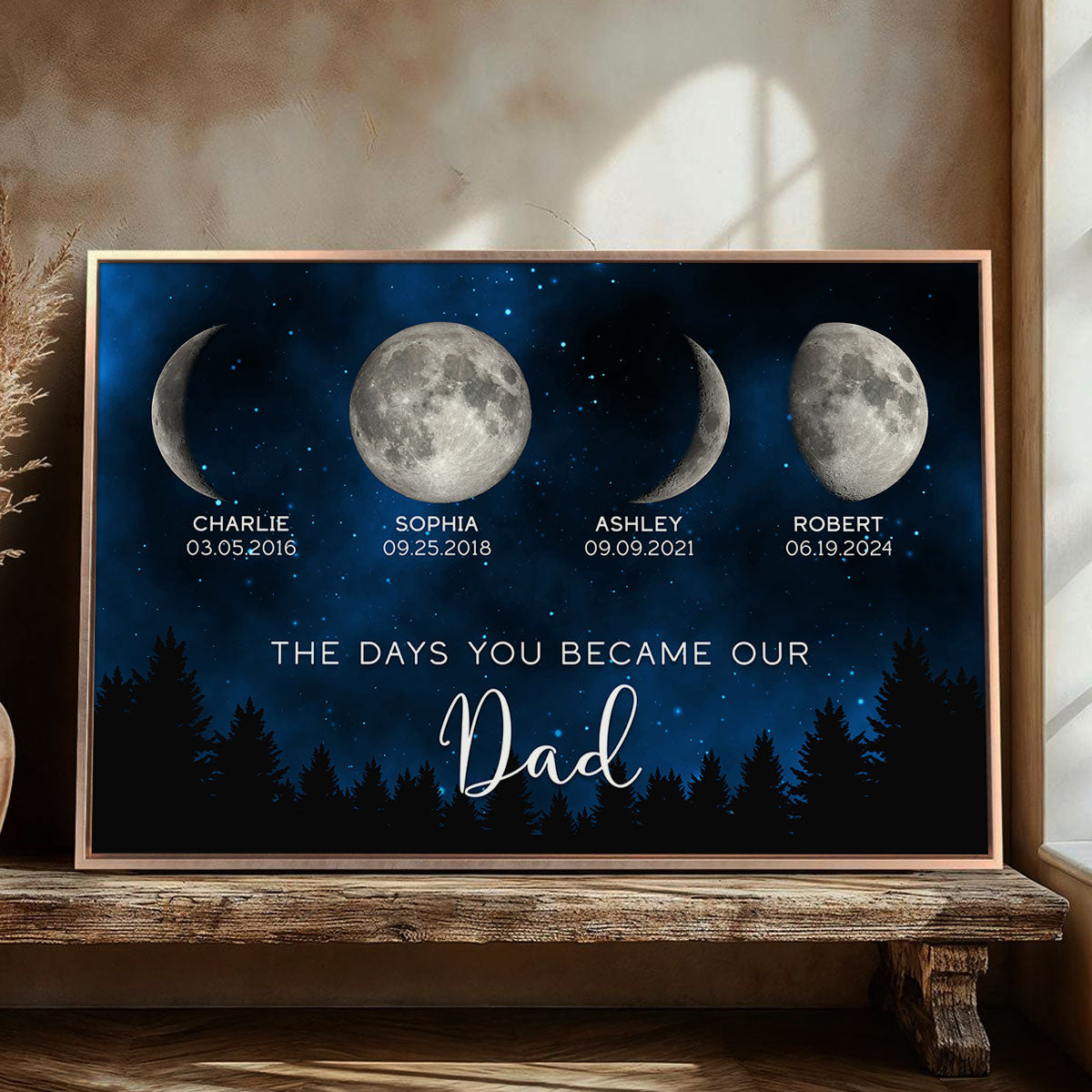 Galaxy Night Custom Birth Moon Phase The Days You Became Our Dad Personalized Poster, Father's Day Gift
