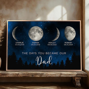 Galaxy Night Custom Birth Moon Phase The Days You Became Our Dad Personalized Poster, Father's Day Gift