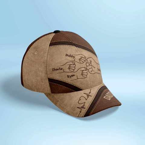Daddy's Team Fist Bump Personalized Classic Cap, Unique Father's Day Gift for Dad, Gift for Husband, Gift for Grandpa