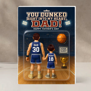 You Dunked Right into my Heart Dad, Basketball Custom Figure Personalized Acrylic Block Plaque, Father's Day Gift for Dad, Gift for Husband