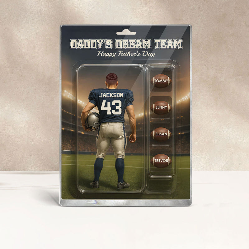 Custom Figure Football Dad With Kids' Names Personalized Acrylic Block Plaque, Perfect 2025 Father's Day Gift For Him, For Dad, For Husband, For Football Lover