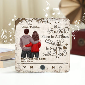 Favorite Place In The World Couple Standing Back View Personalized Music Fridge Magnet, Heartfelt 2025  Gift, Anniversary Gift For Couple, For Him, For Her, Husband, Wife