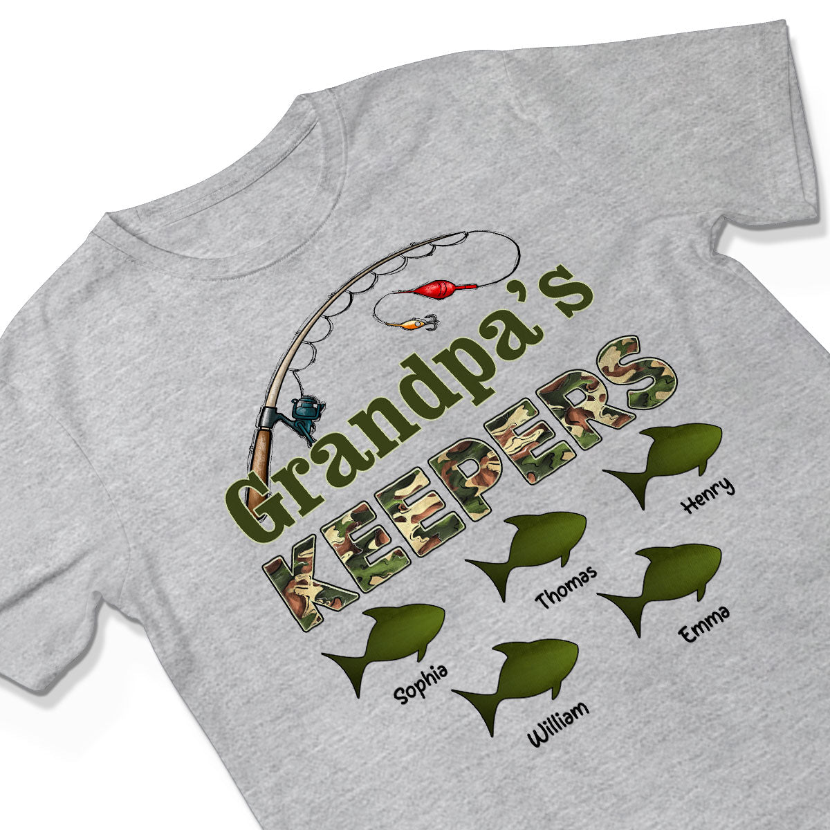 Grandpa‘s Keepers Camouflage Pattern Fishing Personalized Shirt, Unique 2025 Father's Day Gift For Grandpa, Dad