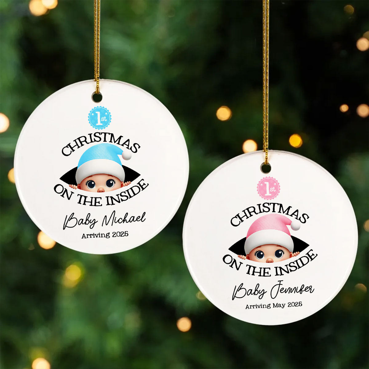 Personalized Baby's First Christmas On the Inside Ornament, Custom Pregnancy Reveal Ornament, New Year Gift For Expecting Parents