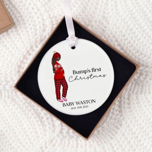 Pregnant Mom Baby Bump's First 2025 Ornament, Personalized Gifts Family, Pregnant Ornament