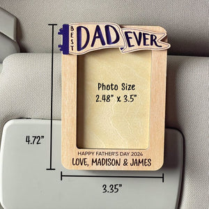 Gift for Dad Grandpa Personalized Picture Frame, Custom Photo Car Visor Clip