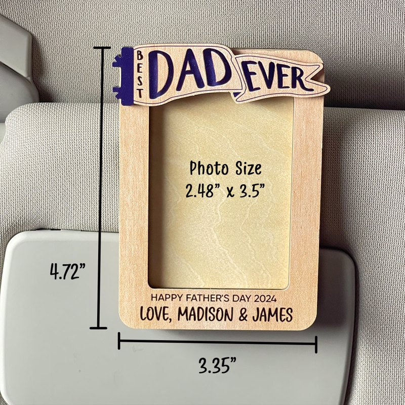 Gift for Dad Grandpa Personalized Picture Frame, Custom Photo Car Visor Clip