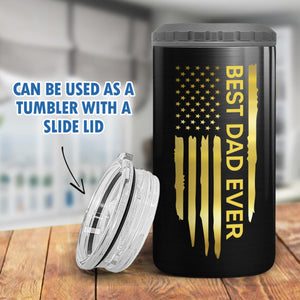 Best Dad Papa Grandpa Ever Fist Bump Outline Nation Flag Gift For Husband Father Figures Personalized 4 In 1 Can Cooler