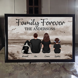 Family Sitting Retro Vintage Beach Landscape Poster, Unique 2025 Father's Day Gift For Dad, Husband