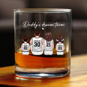 Basketball Daddy's Dream Team Personalized Wine Glass, Father's Day Gift for Basketball Dads