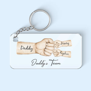 Daddy's Team Fist Bump Personalized Acrylic Keychain, Father's Day Gift For Dad, Gift for Husband, Gift for Grandpa
