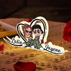 Y2K Couple Heart Shape With Names Personalized Light Box, Anniversary Gift, Unique Gift for Him for Her