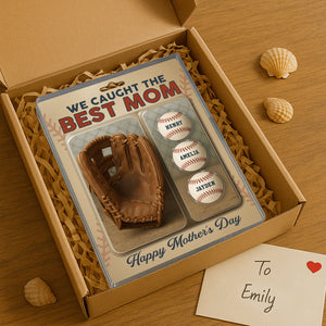 We Caught The Best Dad Grandpa Baseball & Glove Figures Style Personalized Acrylic Block Plaque, Perfect Father's Day Gift for Dad, Gift for Husband